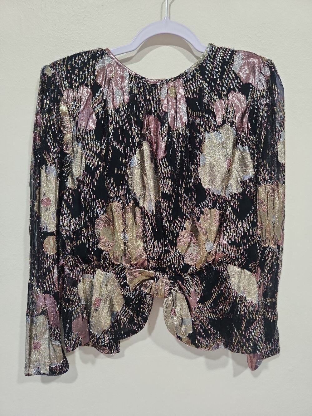 Rhothschild Vintage Lurex Metallic Blouse Tunic 80s Small Statement Piece